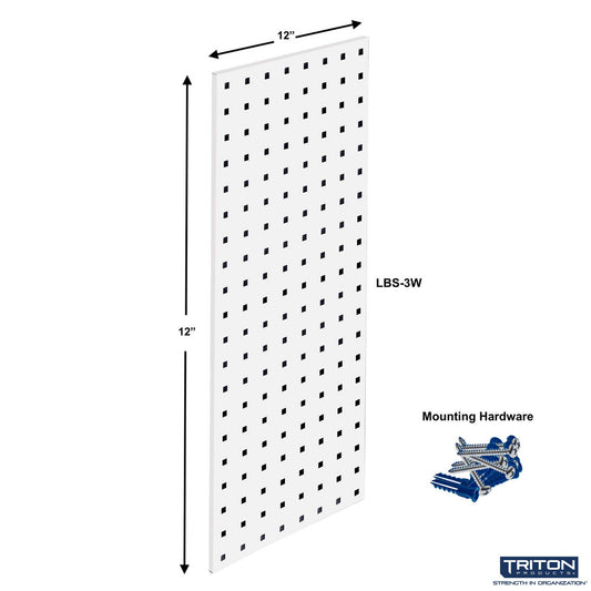 Triton Products LBS-3W 30" x 12"  Steel Sq Hole Pegboard Strip-White