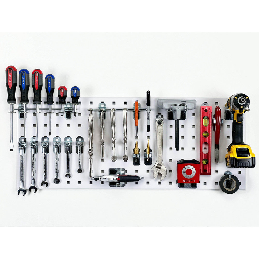 Triton Products LBS-3W 30" x 12"  Steel Sq Hole Pegboard Strip-White