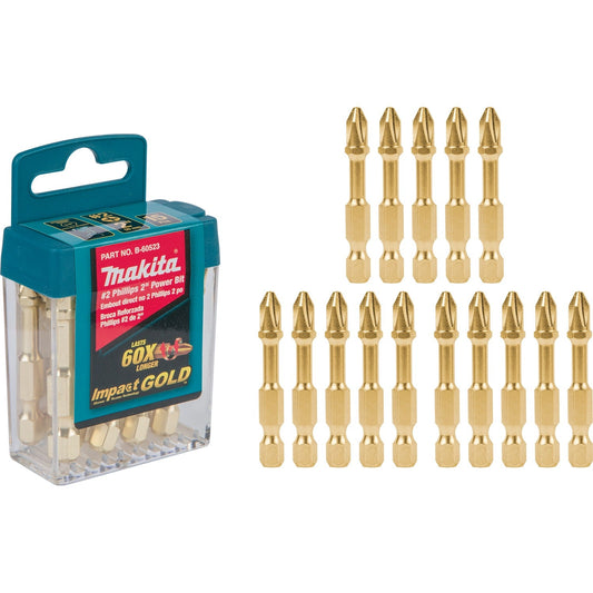 Makita B-60523 Impact GOLD® #2 Phillips 2³ Power Bit, 15/pk