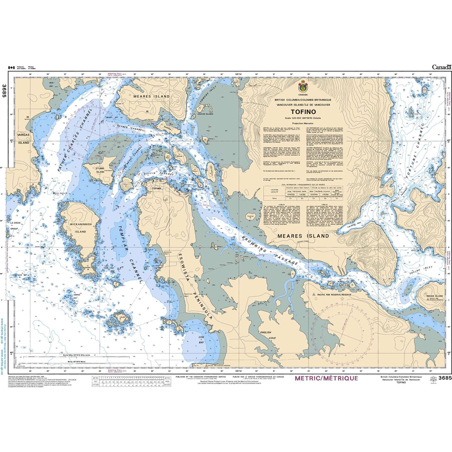 Paradise Clay CAN3685 CHS Chart Tofino