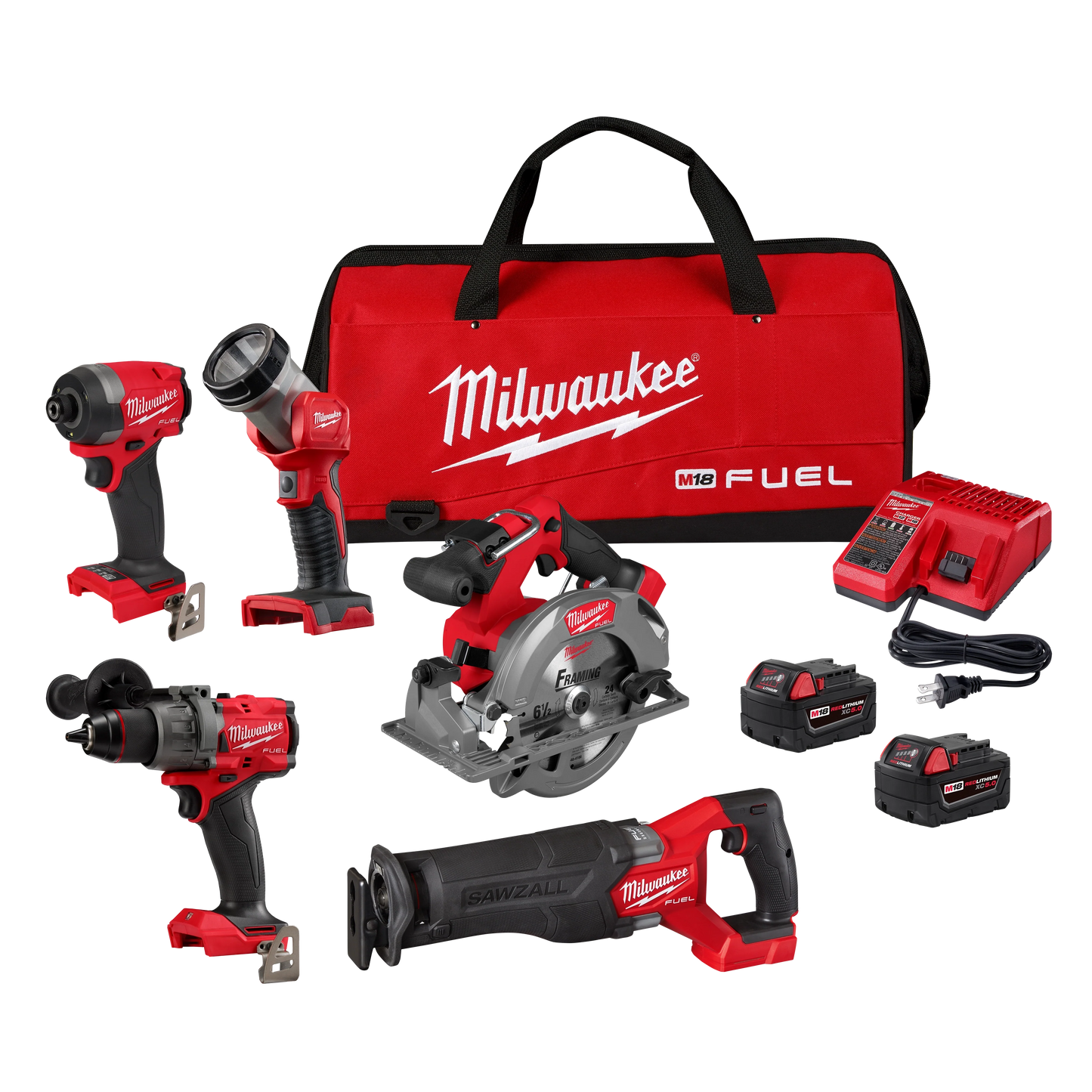 Milwaukee Tool 3697-25 M18 FUEL™ 5-Tool Combo Kit, 1 EA