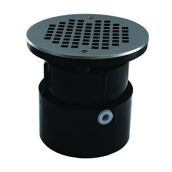Jones Stephens D53043 4" ABS Over Pipe Fit Drain Base with 3-1/2" Plastic Spud and 6" Stainless Steel Strainer