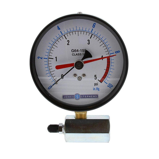 Jones Stephens G64155 4" 5 psi Dual Scale Gas Test Gauge Assembly