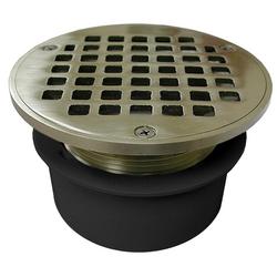 Jones Stephens D53310 4" PVC Inside Pipe Fit Drain Base with 3" Metal Spud and 5" Nickel Bronze Strainer
