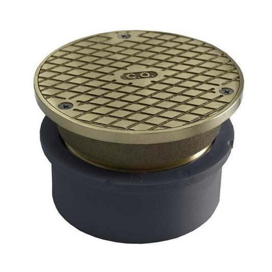 Jones Stephens C59062 4" PVC Hub Fit Base Cleanout with 3-1/2" Metal Spud and 5" Nickel Bronze Cover