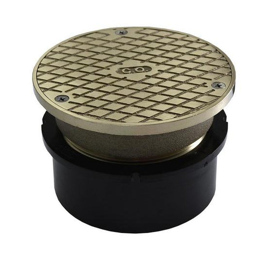 Jones Stephens C59063 4" ABS Hub Fit Base Cleanout with 3-1/2" Metal Spud and 5" Nickel Bronze Cover