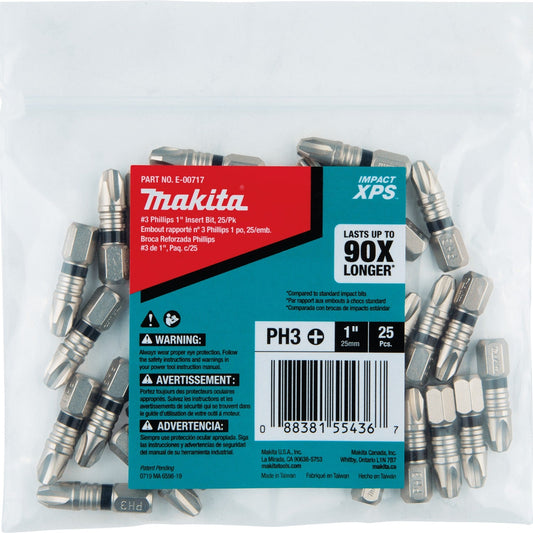 Makita E-00717 Impact XPS® #3 Phillips 1" Insert Bit, 25/pk, Bulk