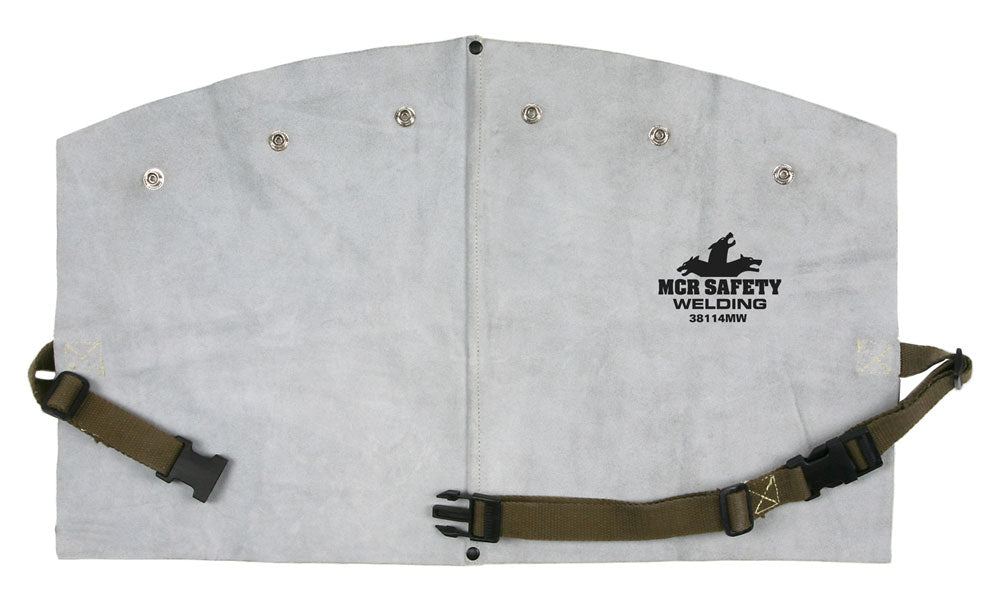 MCR Safety 38114MW MCR Safety Welding Gear 14 Inch Leather Bib with Snaps Shown with Cape Sleeve 38100MW Sewn with DuPont™ Kevlar® Leather Bib Only (1 EA)