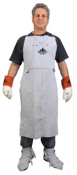 MCR Safety 38142MW MCR Safety Welding Heavy Weight Leather Welding Apron 24 Inches Wide x 42 Inches Length Center Bib Divided Front Pocket Adjustable Waist and Shoulder Straps Two Front D-Rings Sewn with DuPont™ Kevlar® thread (1 EA)