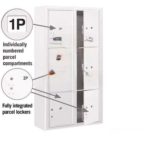 Mailboxes 3816D-6PCFU Surface Mounted 4C Horizontal Mailbox Unit (Includes 3716D-6PCFU Parcel Locker and 3816D-CST Enclosure)