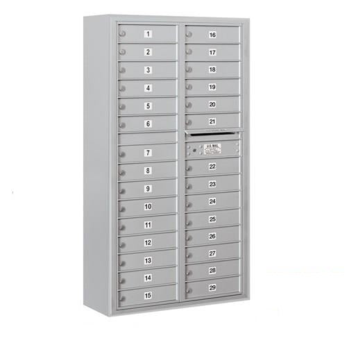 Mailboxes 3816D-29AFP Salsbury Maximum Height Surface Mounted 4C Horizontal Mailbox with 29 Doors in Aluminum with Private Access