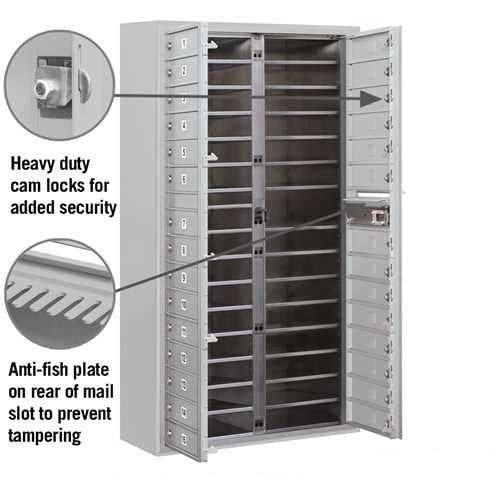 Mailboxes 3816D-29AFP Salsbury Maximum Height Surface Mounted 4C Horizontal Mailbox with 29 Doors in Aluminum with Private Access