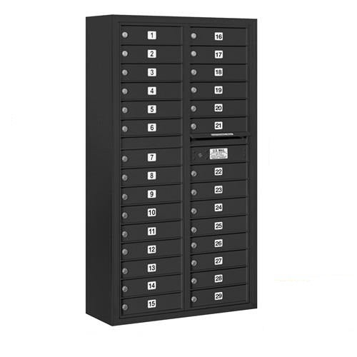 Mailboxes 3816D-29BFP Salsbury Maximum Height Surface Mounted 4C Horizontal Mailbox with 29 Doors in Black with Private Bccess
