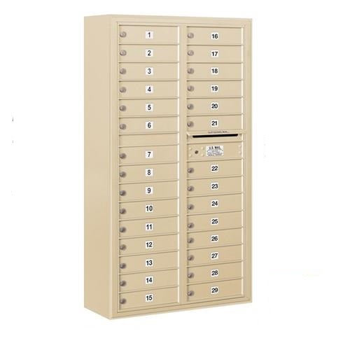 Mailboxes 3816D-29SFP Salsbury Maximum Height Surface Mounted 4C Horizontal Mailbox with 29 Doors in Sandstone with Private Sccess