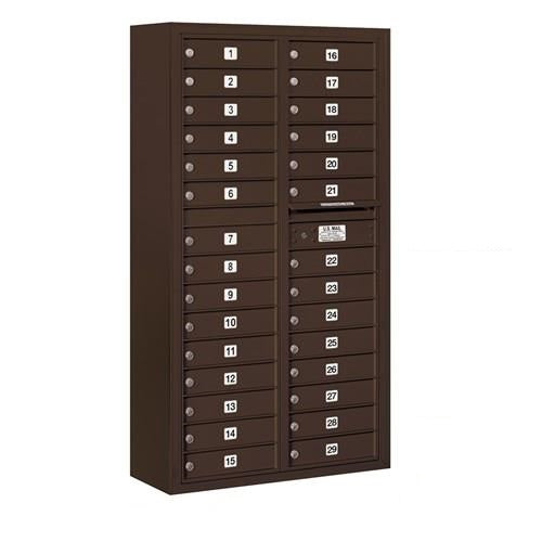 Mailboxes 3816D-29ZFP Salsbury Maximum Height Surface Mounted 4C Horizontal Mailbox with 29 Doors in Bronze with Private Zccess