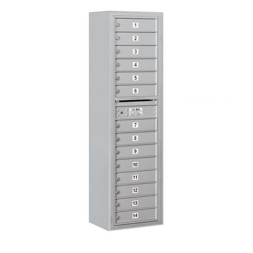 Mailboxes 3816S-14AFP Salsbury Maximum Height Surface Mounted 4C Horizontal Mailbox with 14 Doors in Aluminum with Private Access