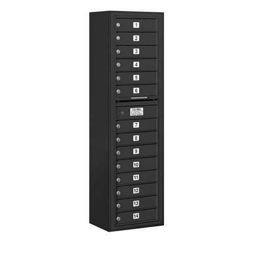 Mailboxes 3816S-14BFP Salsbury Maximum Height Surface Mounted 4C Horizontal Mailbox with 14 Doors in Black with Private Bccess