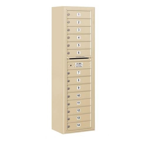 Mailboxes 3816S-14SFP Salsbury Maximum Height Surface Mounted 4C Horizontal Mailbox with 14 Doors in Sandstone with Private Sccess