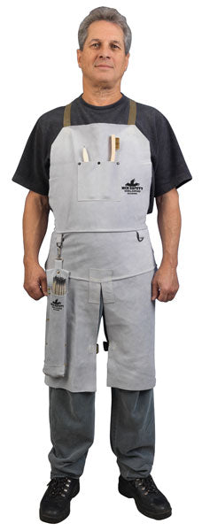 MCR Safety 38236MW MCR Safety Welding Heavy Weight Leather Welding Apron 24 Inch Width x 36 Inch Length Bib Apron with Split Legs Center Bib Divided Front Pocket Adjustable Waist, Leg, Shoulder Straps (1 EA)