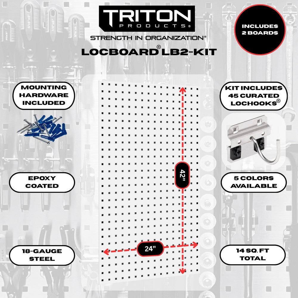Triton Products LB2-Kit (2) 24" x 42-1/2" x 9/16" LocBoards/63 Hooks