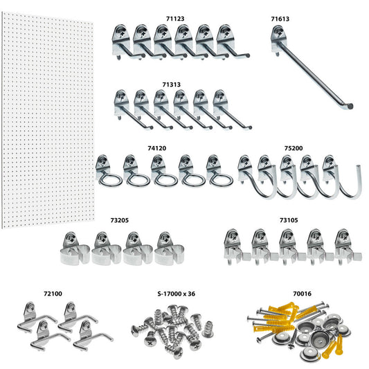 Triton Products TPB-36WH-Kit 24" x 48" x 1/4"  White HDF Board/36 Hooks