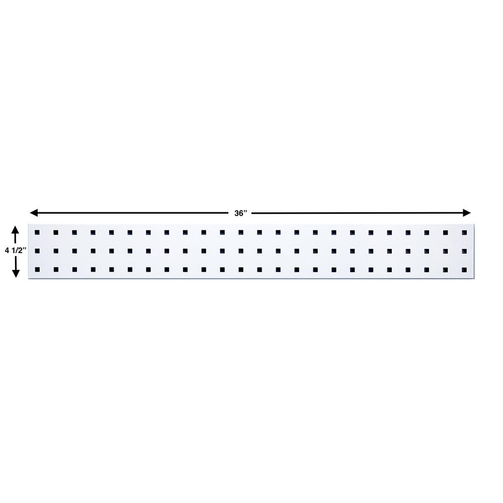Triton Products LBS36T-WHT White Tool Pegboard Kit with (1) 36" x 4.5" 18 Gauge Steel Square Hole Pegboard and 8 pc LocHook Assortment