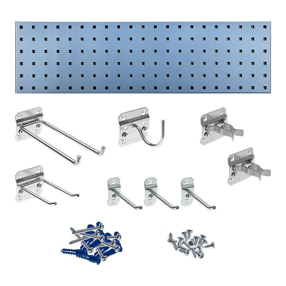 Triton Products LBS31G-SLV Silver Garden Storage Kit with (1) 31.5" x 9" 18 Gauge Steel Square Hole Pegboard and 8 pc LocHook Assortment