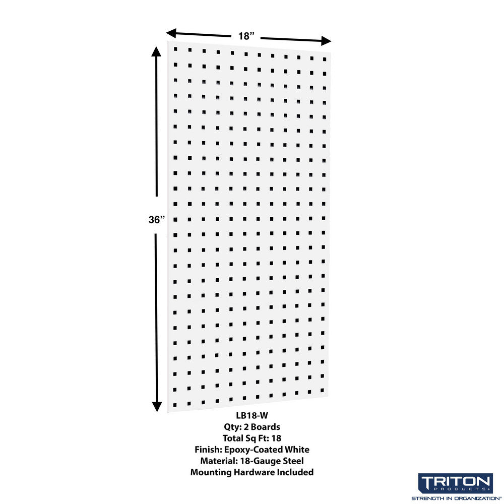 Triton Products WC18-WH-Kit Wall System Steel Pegboard Organizer