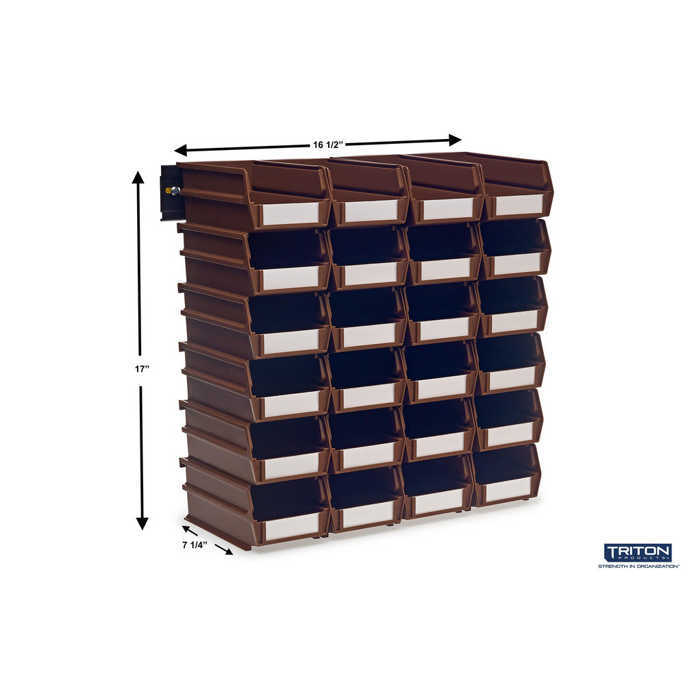 Triton Products 3-220BRWS Wall Storage-Med Brown Bins/Rails 26 CT