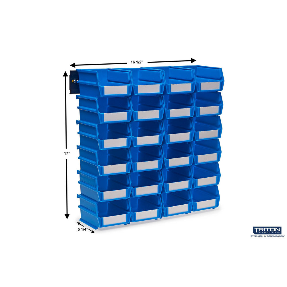Triton Products 3-210BWS Wall Storage - Sm Blue Bins/Rails 26 CT