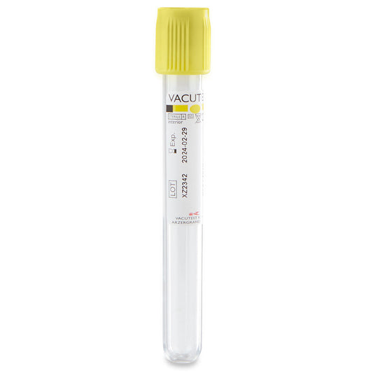 Globe Scientific 3861 Urine Collection Plastic Vacuum Tube Yellow Cap 13 x 100mm (6.5mL) 100/Box 10 Boxes/Unit