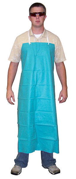 MCR Safety 388R5 Dominator Aqua Green Apron Single Layer of Thick PVC .42 mm Material Thickness Measures 35 Inch Width x 48 Inch Length Raw Edges (1 DZ)