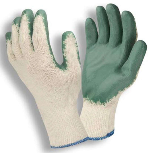 Cordova Safety 3892L Coated Machine Knits, Standard, 10-Gauge, Natural, Polyester/Cotton Machine Knit Shell with Green Latex Palm Coating