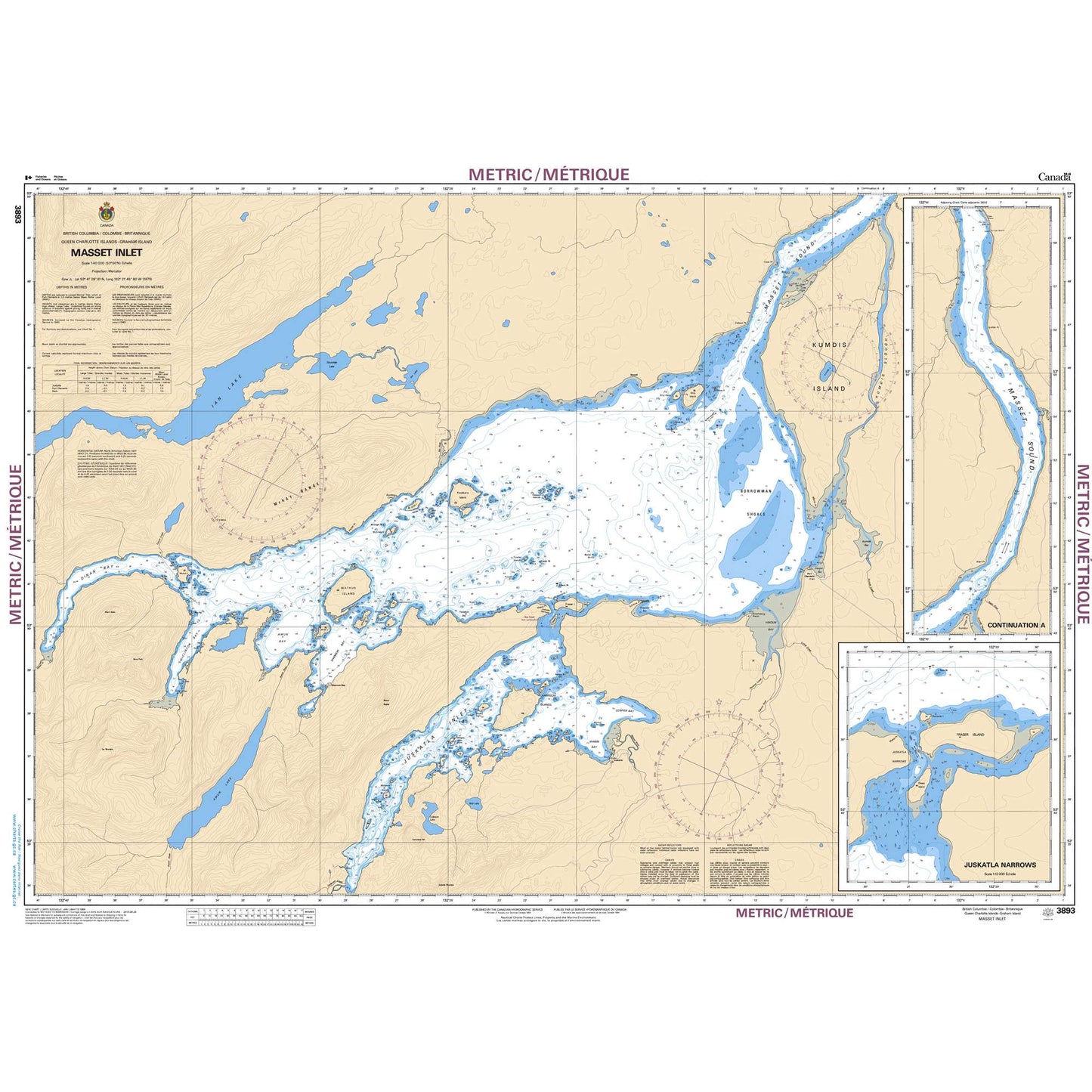 Paradise Clay CAN3893 CHS Chart Masset Inlet