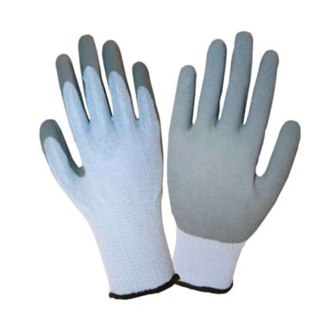 Cordova Safety 3897S Coated Machine Knits, Gray Crinkle Latex Palm Coating, Cor-Grip III™, 10-Gauge, Light Blue Cotton/Polyester Machine Knit Shell