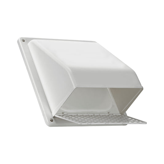 Lambro 389W 8 Inch White Plastic Wall Exhaust Or Air Intake Vent – Hinged Screen – (Removable Damper)