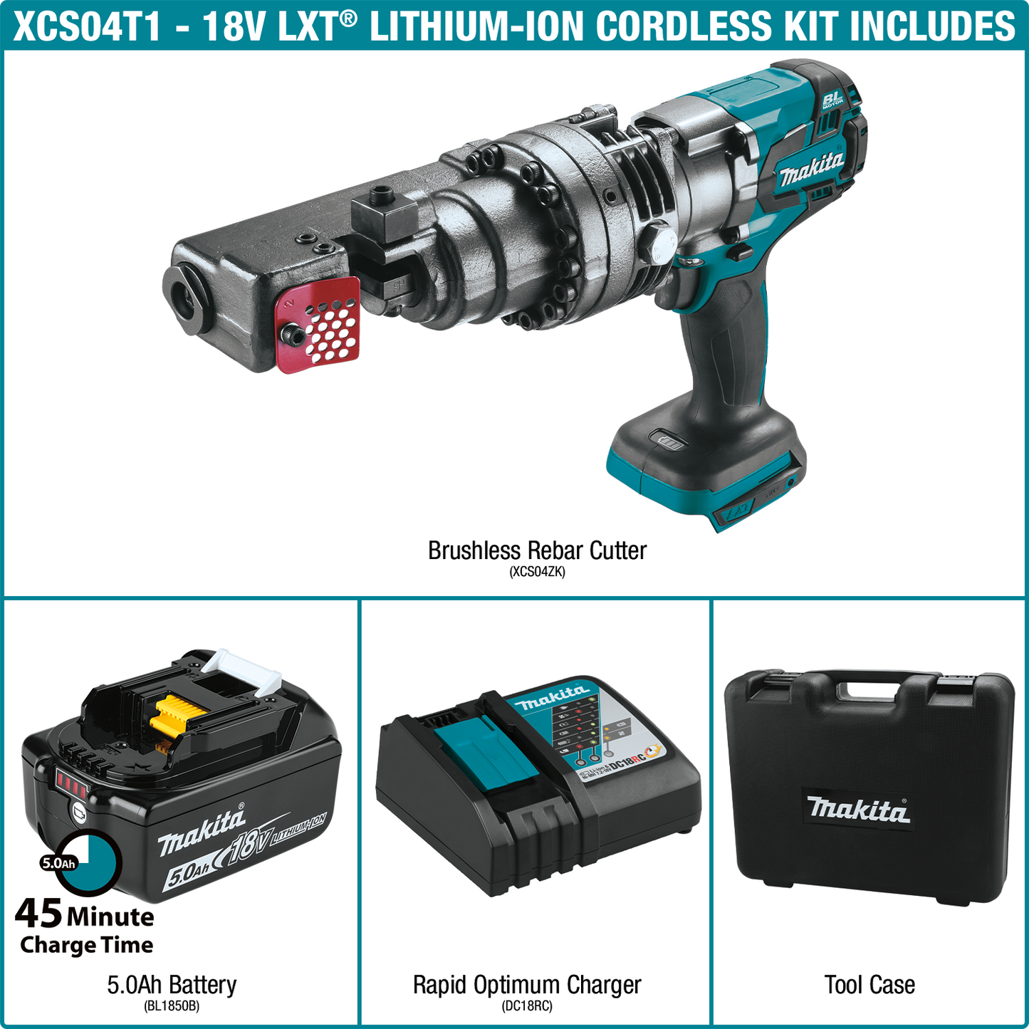 Makita XCS04T1 18V LXT® Lithium‘Ion Brushless Cordless Rebar Cutter Kit (5.0Ah)