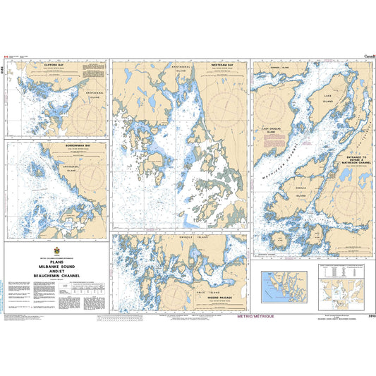 Paradise Clay CAN3910 CHS Chart Plans - Milbanke Sound and/et Beauchemin Channel