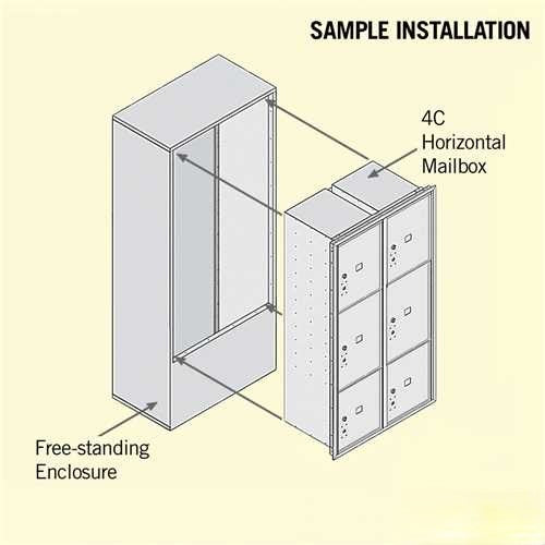 Mailboxes 3916D-6PCFU Free-Standing 4C Horizontal Mailbox Unit (Includes 3716D-6PCFU Parcel Locker and 3916D-CST Enclosure)