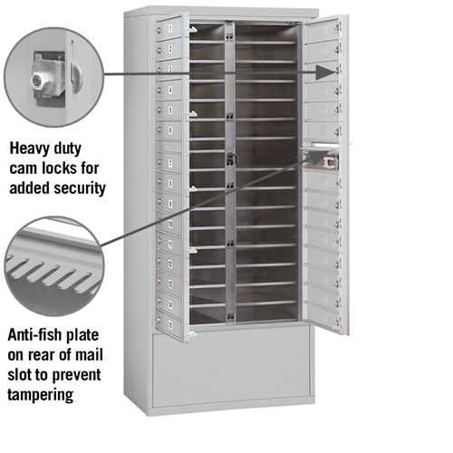 Mailboxes 3916D-29AFP Salsbury Maximum Height Free-Standing 4C Horizontal Mailbox with 29 Doors in Aluminum with Private Access