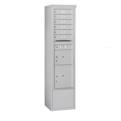 Mailboxes 3916S-06AFU Salsbury Maximum Height Free-Standing 4C Horizontal Mailbox with 6 Doors and 2 Parcel Lockers in Aluminum with USPS Access