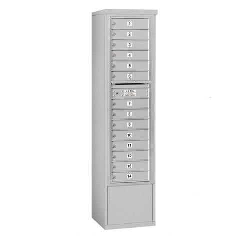 Mailboxes 3916S-14AFP Salsbury Maximum Height Free-Standing 4C Horizontal Mailbox with 14 Doors in Aluminum with Private Access