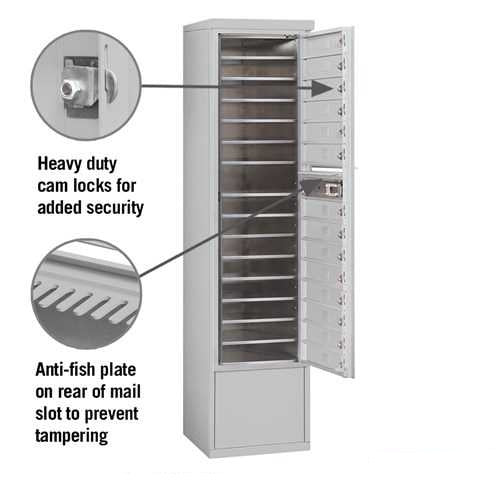 Mailboxes 3916S-14AFP Salsbury Maximum Height Free-Standing 4C Horizontal Mailbox with 14 Doors in Aluminum with Private Access