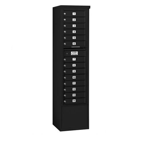 Mailboxes 3916S-14BFP Salsbury Maximum Height Free-Standing 4C Horizontal Mailbox with 14 Doors in Black with Private Bccess