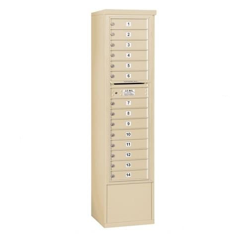 Mailboxes 3916S-14SFP Salsbury Maximum Height Free-Standing 4C Horizontal Mailbox with 14 Doors in Sandstone with Private Sccess