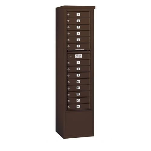 Mailboxes 3916S-14ZFP Salsbury Maximum Height Free-Standing 4C Horizontal Mailbox with 14 Doors in Bronze with Private Zccess
