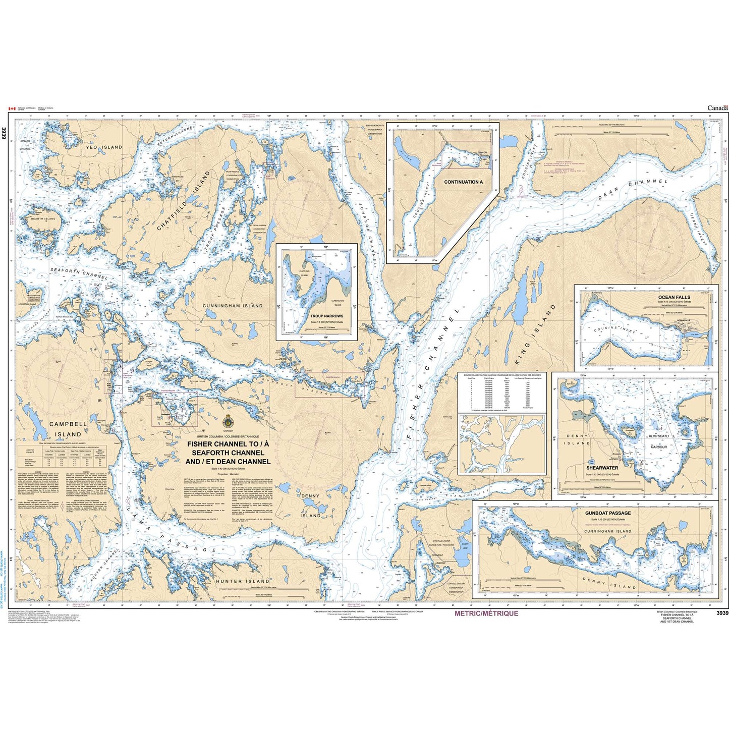 Paradise Clay CAN3939 CHS Chart Fisher Channel to/ Seaforth Channel and/et Dean Channel
