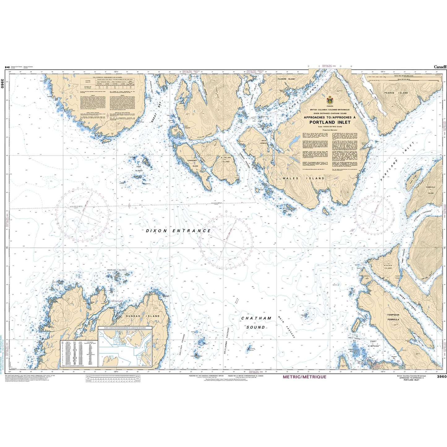 Paradise Clay CAN3960 CHS Chart Approaches to/Approches Portland Inlet