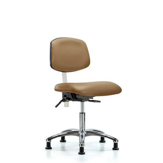 Blue Ridge Ergonomics VDHCH-CR-T1-A0-RG-8584 Rutledge Vinyl Chair Chrome - Desk Height with Seat Tilt & Stationary Glides in Taupe Trailblazer™ Vinyl
