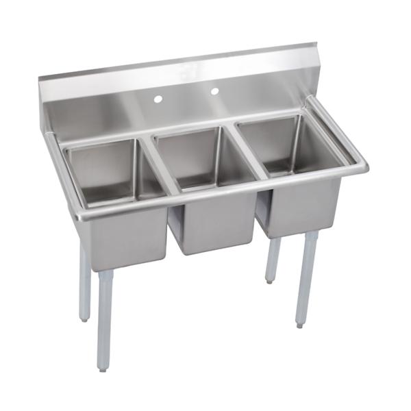 Elkay 3C10X14-0X Dependabilt Stainless Steel 39" x 19-13/16" x 43-3/4" 16 Gauge Three Compartment Sink with Stainless Steel Legs